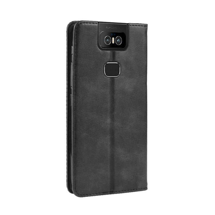 Magnetic Buckle Retro Crazy Horse Texture Horizontal Flip Leather Case for Asus Zenfone 6 ZS630KL, with Holder & Card Slots & Photo Frame