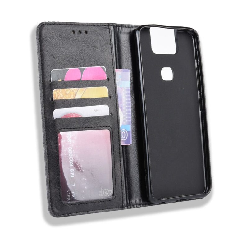Magnetic Buckle Retro Crazy Horse Texture Horizontal Flip Leather Case for Asus Zenfone 6 ZS630KL, with Holder & Card Slots & Photo Frame