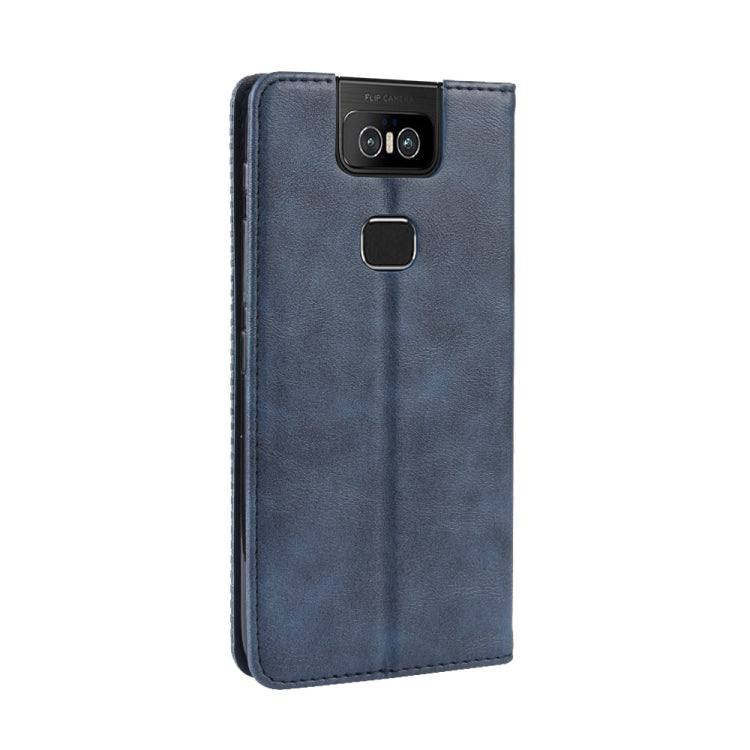 Magnetic Buckle Retro Crazy Horse Texture Horizontal Flip Leather Case for Asus Zenfone 6 ZS630KL, with Holder & Card Slots & Photo Frame