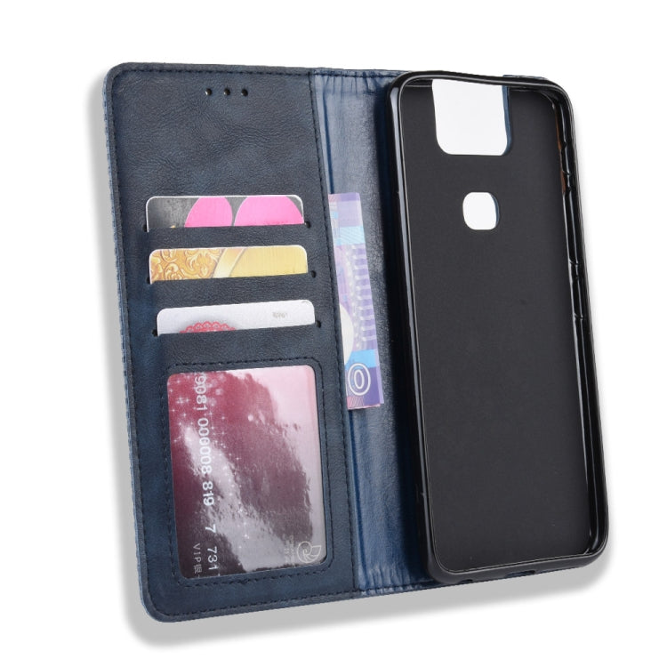 Magnetic Buckle Retro Crazy Horse Texture Horizontal Flip Leather Case for Asus Zenfone 6 ZS630KL, with Holder & Card Slots & Photo Frame