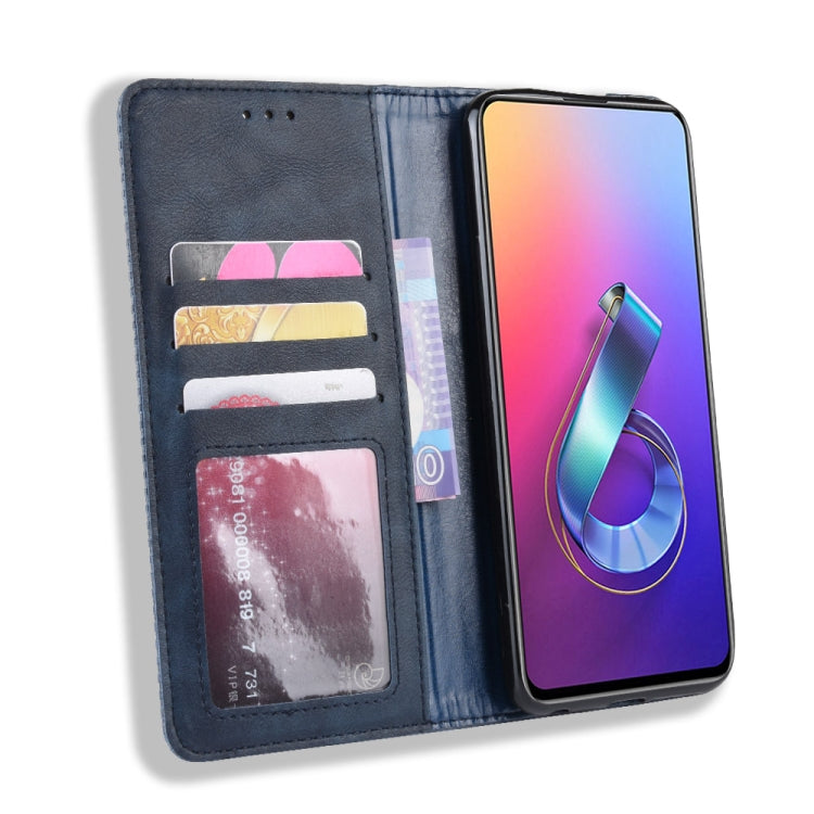 Magnetic Buckle Retro Crazy Horse Texture Horizontal Flip Leather Case for Asus Zenfone 6 ZS630KL, with Holder & Card Slots & Photo Frame