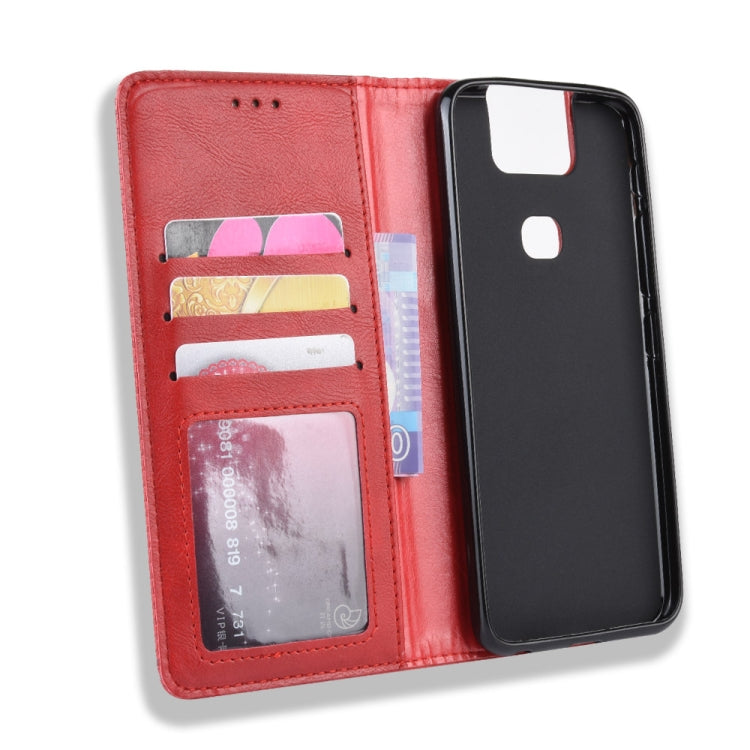 Magnetic Buckle Retro Crazy Horse Texture Horizontal Flip Leather Case for Asus Zenfone 6 ZS630KL, with Holder & Card Slots & Photo Frame