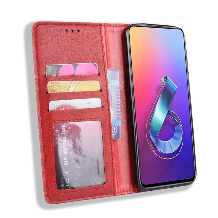 Magnetic Buckle Retro Crazy Horse Texture Horizontal Flip Leather Case for Asus Zenfone 6 ZS630KL, with Holder & Card Slots & Photo Frame