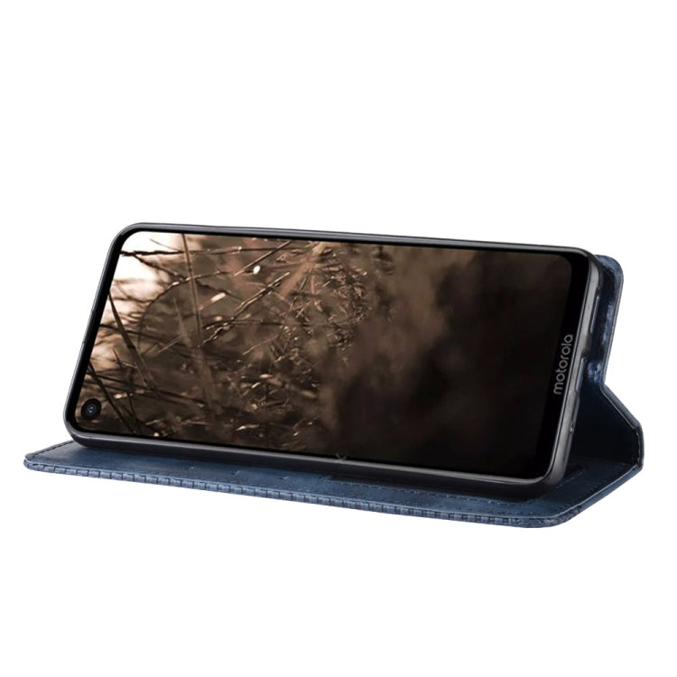 Magnetic Buckle Retro Crazy Horse Texture Horizontal Flip Leather Case for Motorola MOTO One Vision, with Holder & Card Slots & Photo Frame