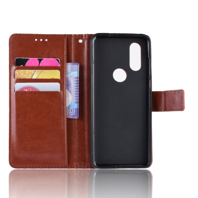 Retro Crazy Horse Texture Horizontal Flip Leather Case for Motorola MOTO One Vision, with Holder & Card Slots & Photo Frame