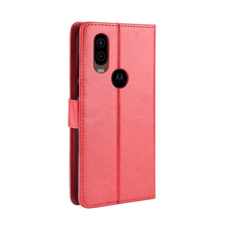 Retro Crazy Horse Texture Horizontal Flip Leather Case for Motorola MOTO One Vision, with Holder & Card Slots & Photo Frame