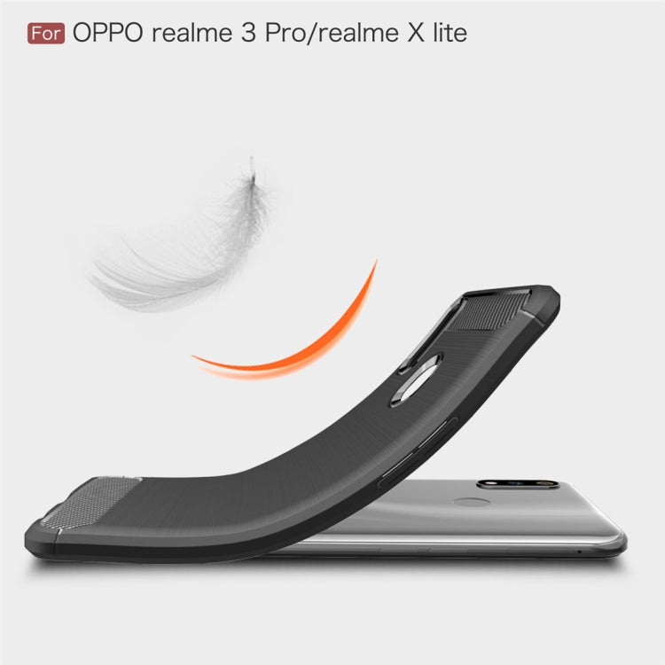Brushed Texture Carbon Fiber TPU Case for OPPO Realme 3 Pro / Realme X Lite(Navy Blue)
