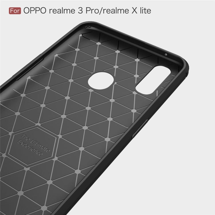Brushed Texture Carbon Fiber TPU Case for OPPO Realme 3 Pro / Realme X Lite(Navy Blue)