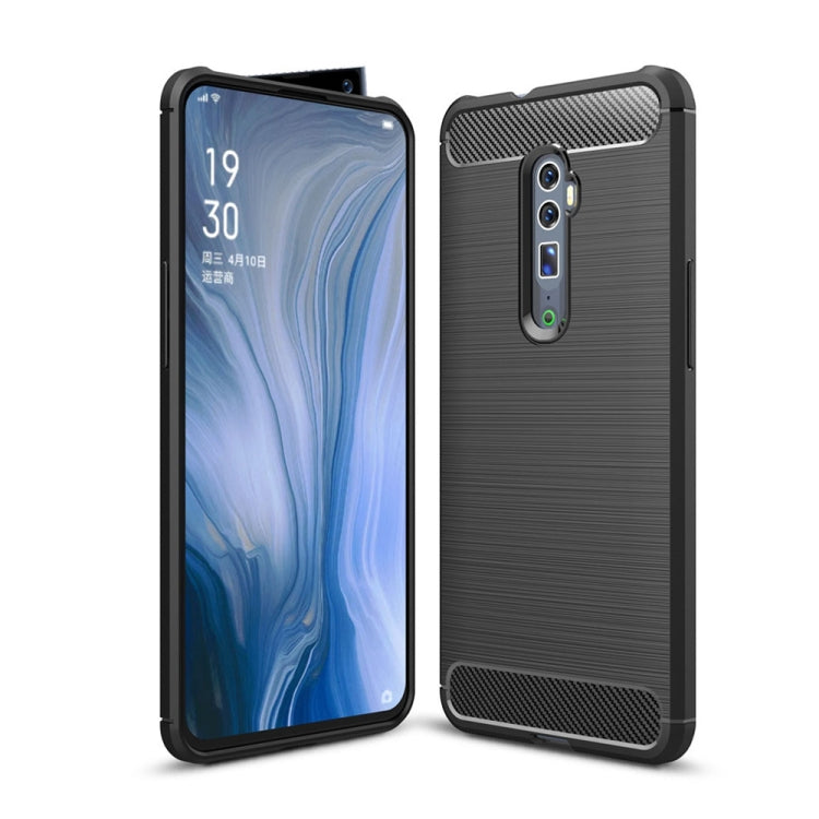 Brushed Texture Carbon Fiber TPU Case for OPPO Reno (Zoom)(Black)