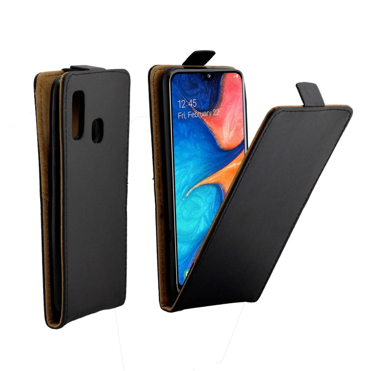 Business Style Vertical Flip TPU Leather Case  with Card Slot for Samsung Galaxy A20e/A202(black)