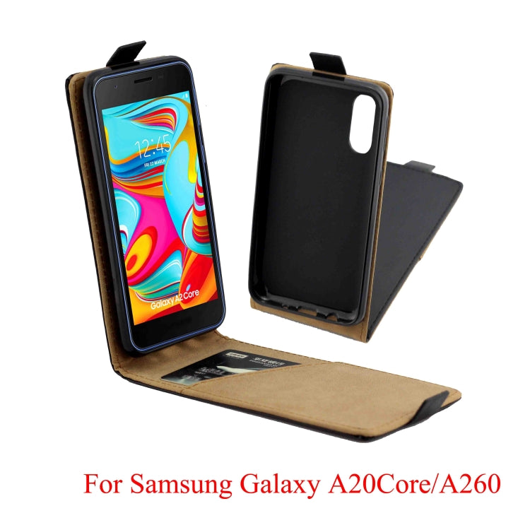 Business Style Vertical Flip TPU Leather Case  with Card Slot for Samsung Galaxy A2 Core/A260(black)