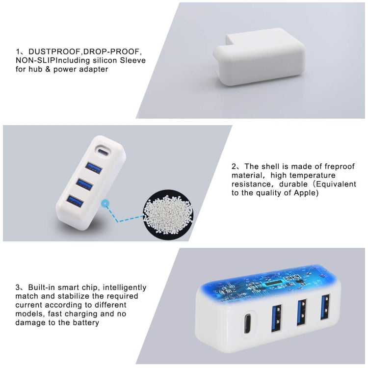USB Type-C 61W Laptop Power Dock Multi-function HUB with 3 USB 3.0 Interface 1 Type-C Interface
