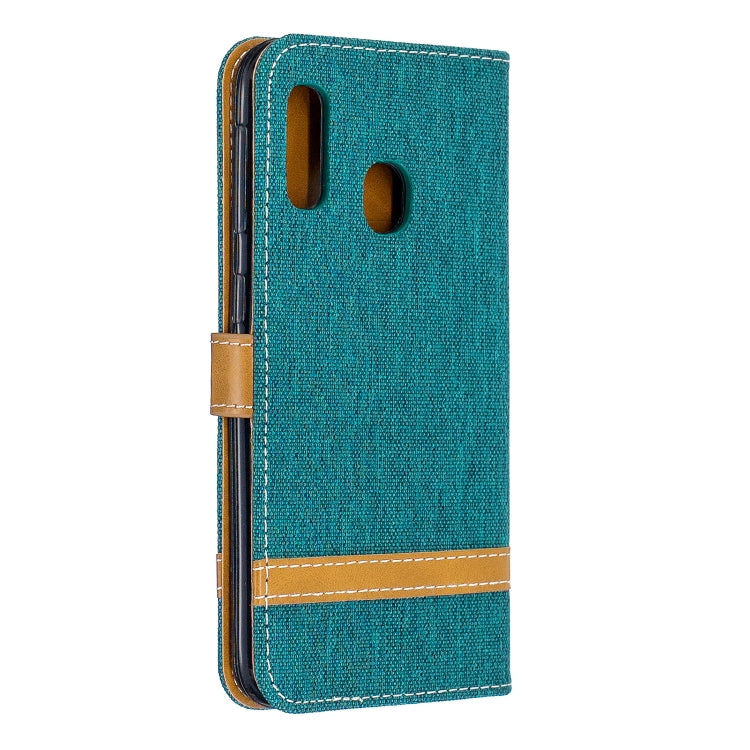Color Matching Denim Texture Leather Case for Samsung Galaxy A20E, with Holder & Card Slots & Wallet & Lanyard