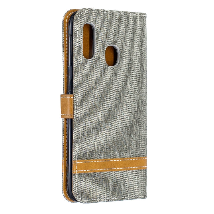 Color Matching Denim Texture Leather Case for Samsung Galaxy A20E, with Holder & Card Slots & Wallet & Lanyard