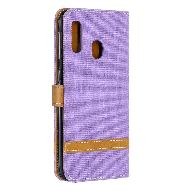 Color Matching Denim Texture Leather Case for Samsung Galaxy A20E, with Holder & Card Slots & Wallet & Lanyard
