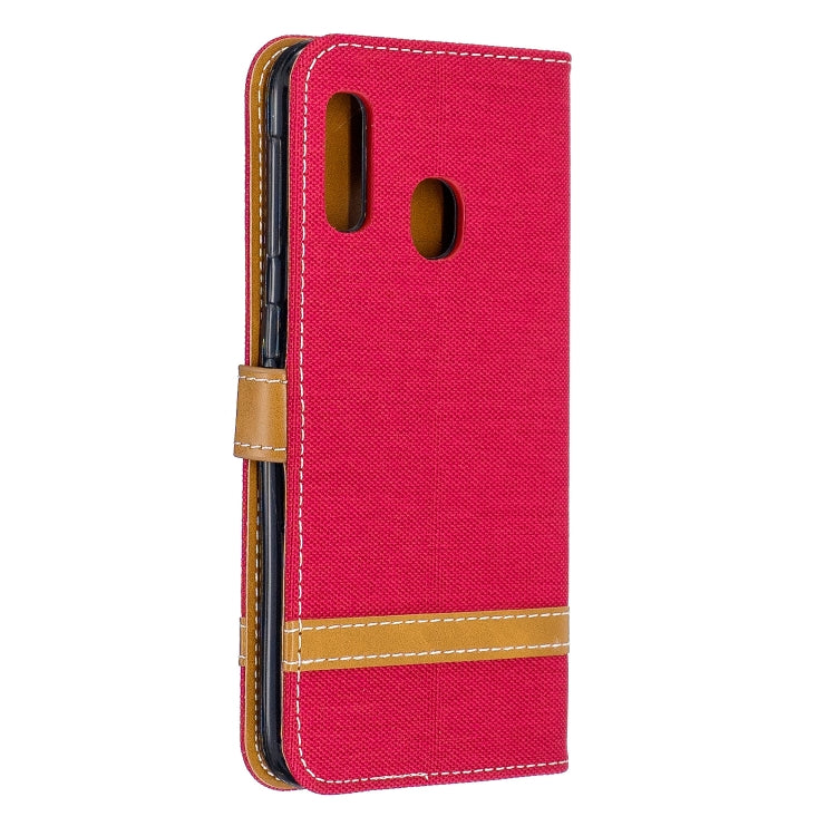 Color Matching Denim Texture Leather Case for Samsung Galaxy A20E, with Holder & Card Slots & Wallet & Lanyard