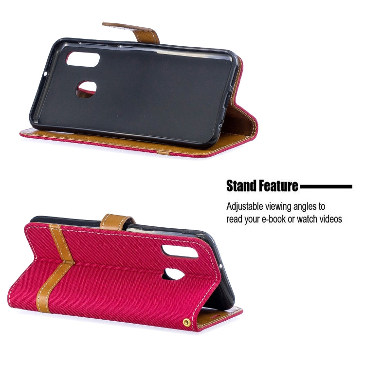 Color Matching Denim Texture Leather Case for Samsung Galaxy A20E, with Holder & Card Slots & Wallet & Lanyard