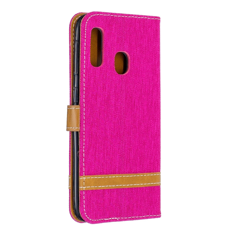 Color Matching Denim Texture Leather Case for Samsung Galaxy A20E, with Holder & Card Slots & Wallet & Lanyard