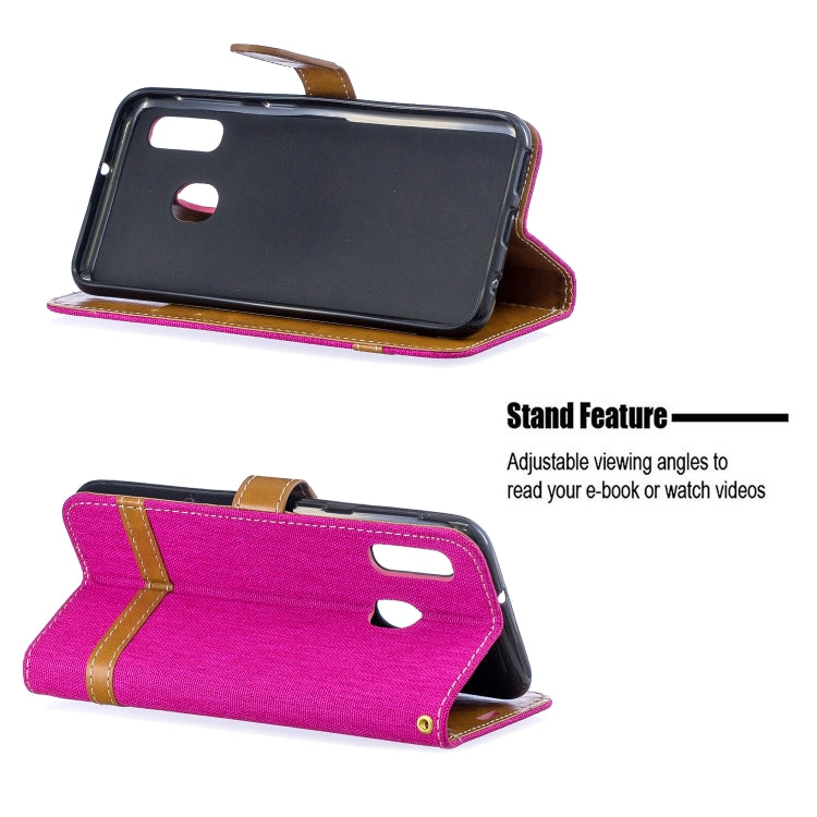 Color Matching Denim Texture Leather Case for Samsung Galaxy A20E, with Holder & Card Slots & Wallet & Lanyard