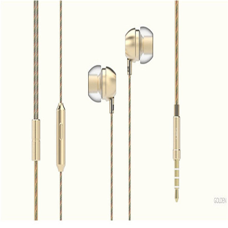 UiiSii HM7 In-ear Headphones Super Bass Stereo Earphone with Microphone Metal 3.5mm for iPhone /Samsung Mobile Phone Go pro MP3(golden)