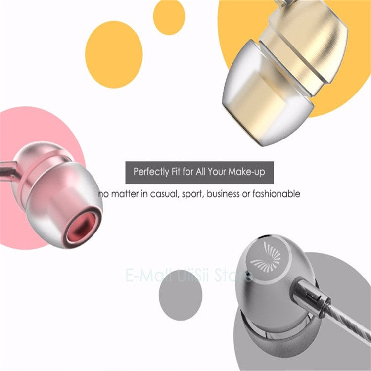 UiiSii HM7 In-ear Headphones Super Bass Stereo Earphone with Microphone Metal 3.5mm for iPhone /Samsung Mobile Phone Go pro MP3(golden)