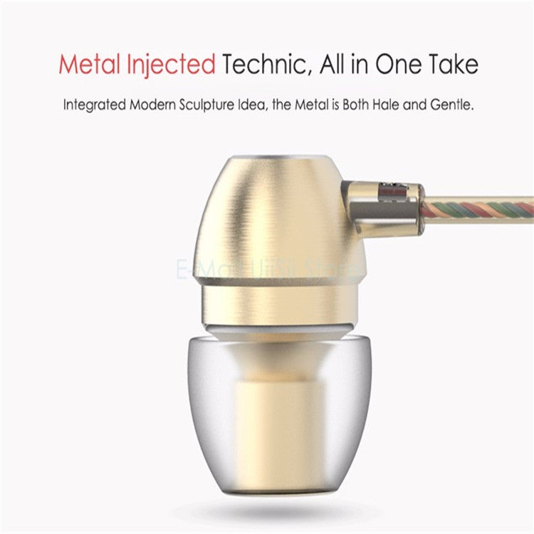 UiiSii HM7 In-ear Headphones Super Bass Stereo Earphone with Microphone Metal 3.5mm for iPhone /Samsung Mobile Phone Go pro MP3(golden)