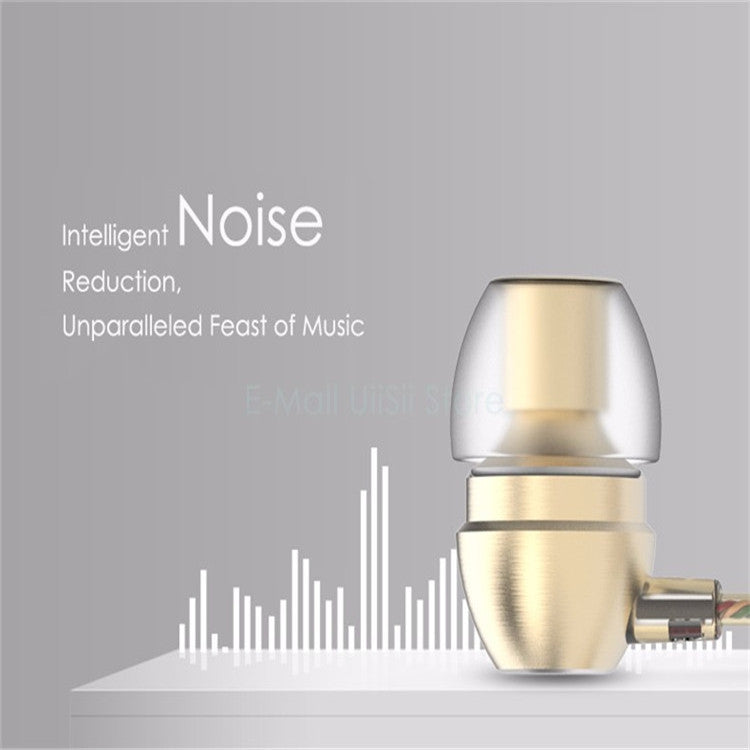 UiiSii HM7 In-ear Headphones Super Bass Stereo Earphone with Microphone Metal 3.5mm for iPhone /Samsung Mobile Phone Go pro MP3(golden)