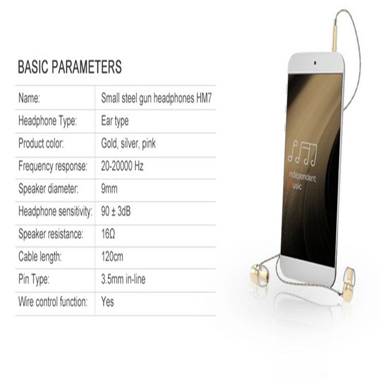 UiiSii HM7 In-ear Headphones Super Bass Stereo Earphone with Microphone Metal 3.5mm for iPhone /Samsung Mobile Phone Go pro MP3(golden)