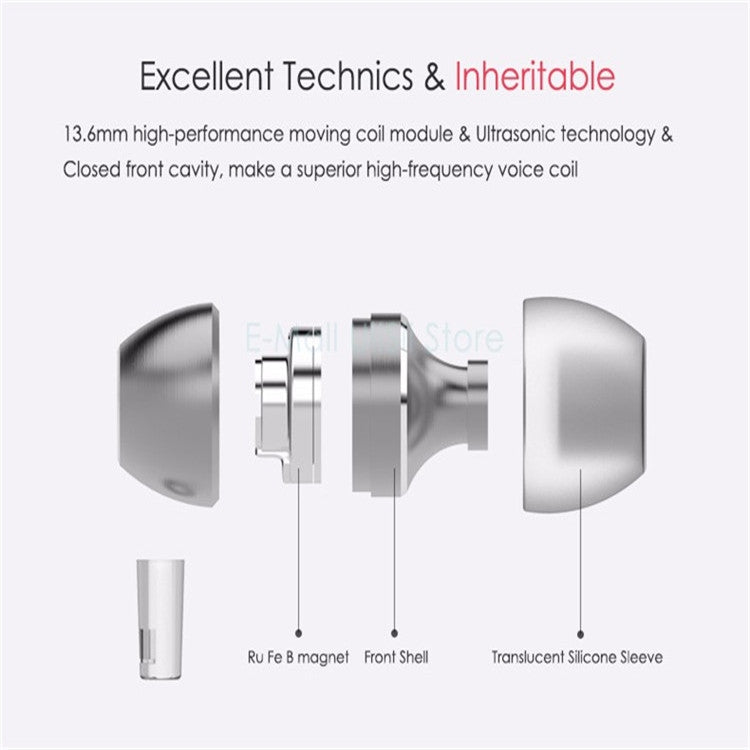 UiiSii HM7 In-ear Headphones Super Bass Stereo Earphone with Microphone Metal 3.5mm for iPhone /Samsung Mobile Phone Go pro MP3(golden)