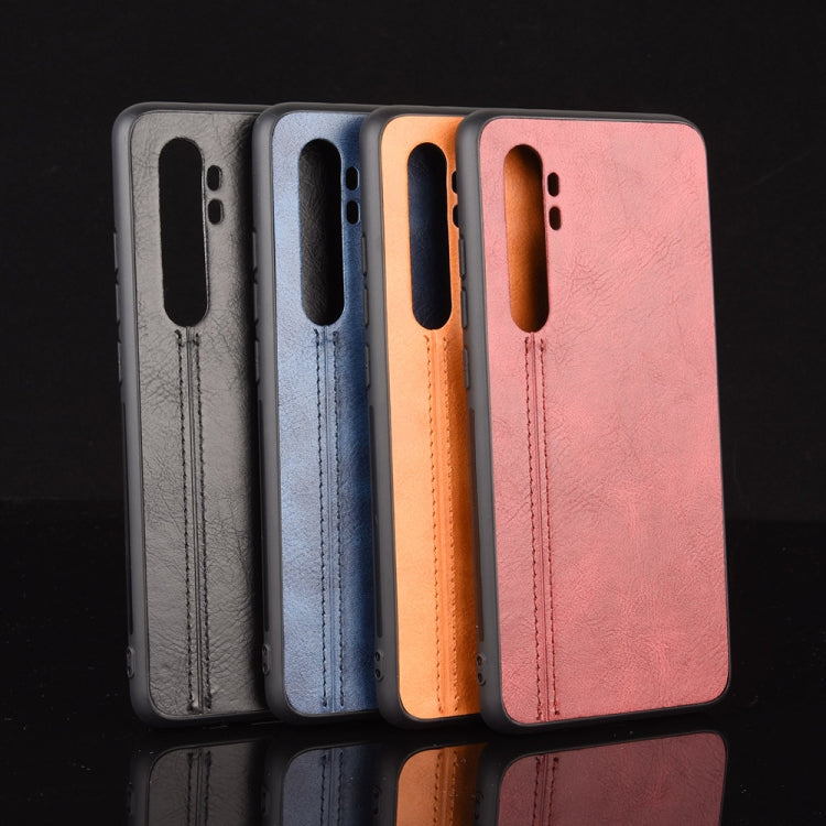 For Xiaomi Mi Note 10 Lite Shockproof Sewing Cow Pattern Skin PC + PU + TPU Case