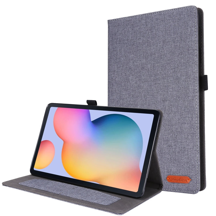 For Samsung Galaxy Tab S6 Lite Horizontal Flip TPU + Fabric PU Leather Protective Case with Name Card Clip