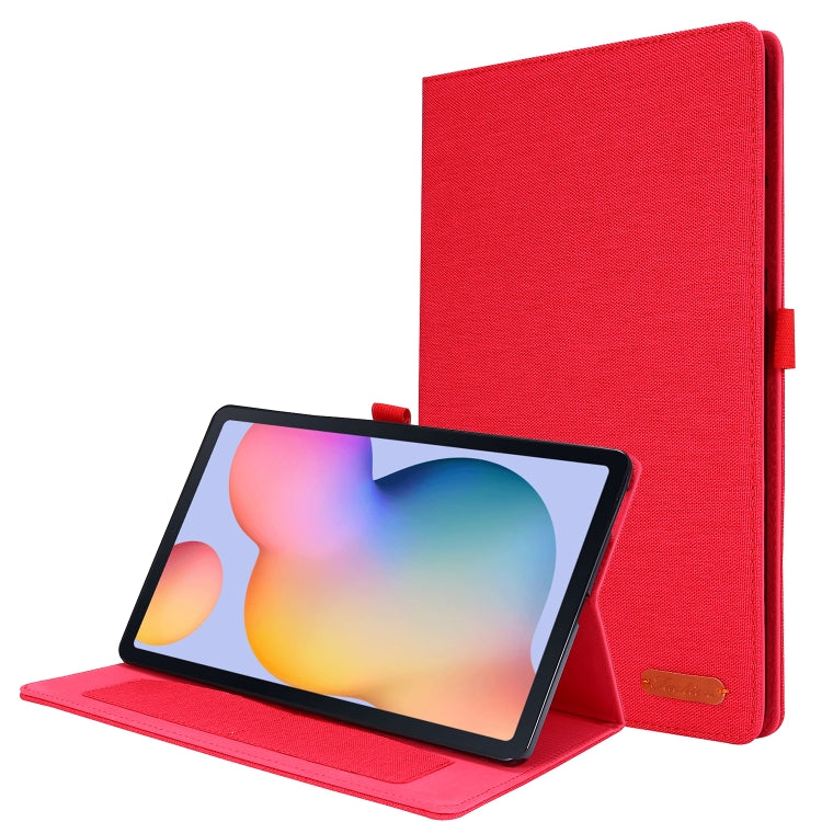 For Samsung Galaxy Tab S6 Lite Horizontal Flip TPU + Fabric PU Leather Protective Case with Name Card Clip