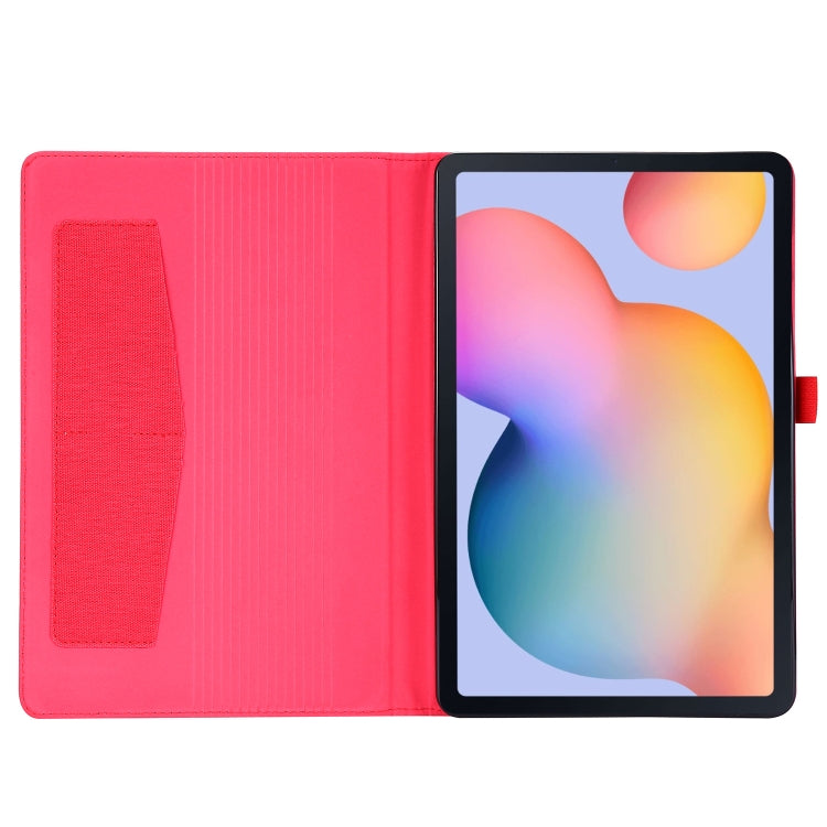 For Samsung Galaxy Tab S6 Lite Horizontal Flip TPU + Fabric PU Leather Protective Case with Name Card Clip