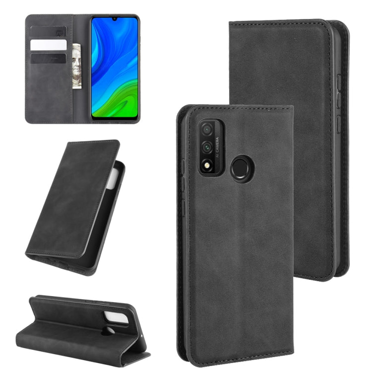 For Huawei P smart 2020 Retro-skin Business Magnetic Suction Leather Case with Holder & Card Slots & Wallet