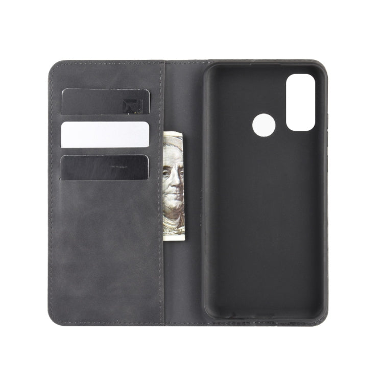 For Huawei P smart 2020 Retro-skin Business Magnetic Suction Leather Case with Holder & Card Slots & Wallet