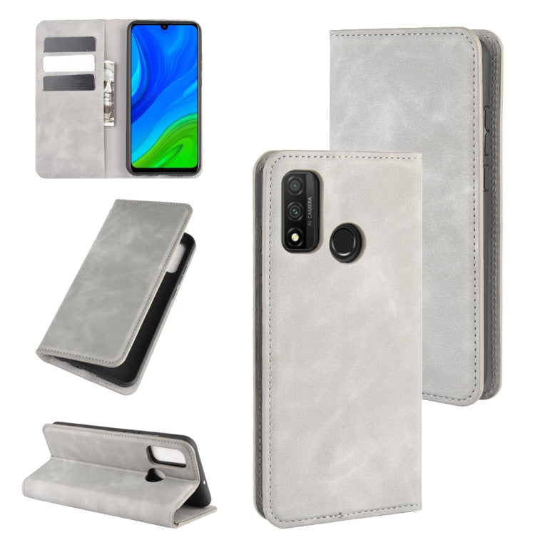 For Huawei P smart 2020 Retro-skin Business Magnetic Suction Leather Case with Holder & Card Slots & Wallet