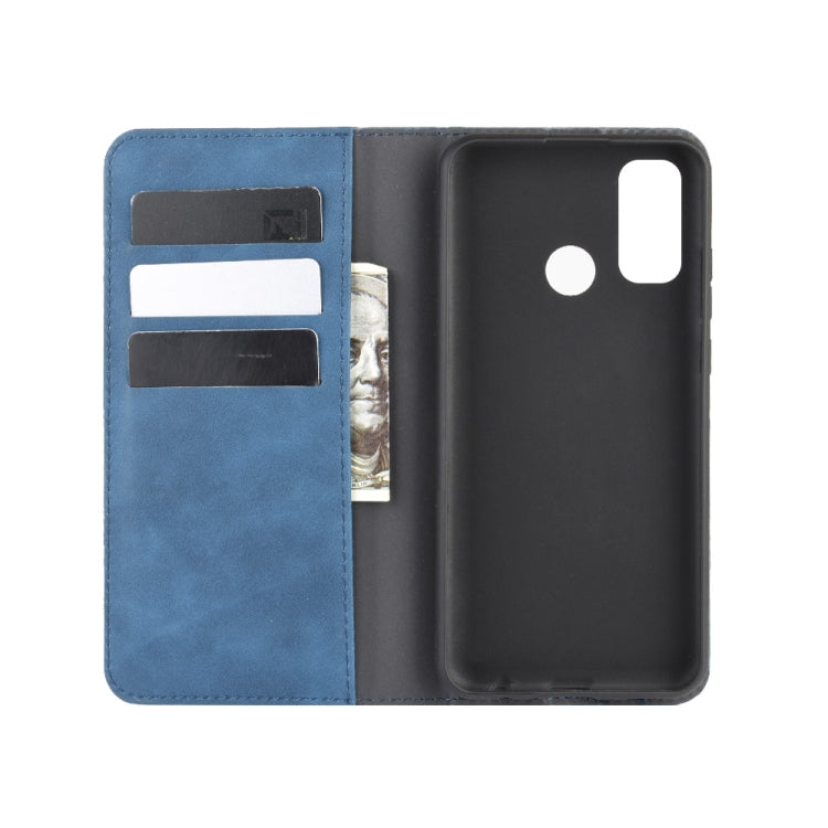 For Huawei P smart 2020 Retro-skin Business Magnetic Suction Leather Case with Holder & Card Slots & Wallet