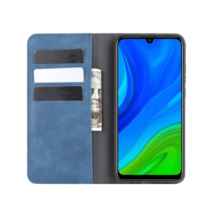 For Huawei P smart 2020 Retro-skin Business Magnetic Suction Leather Case with Holder & Card Slots & Wallet