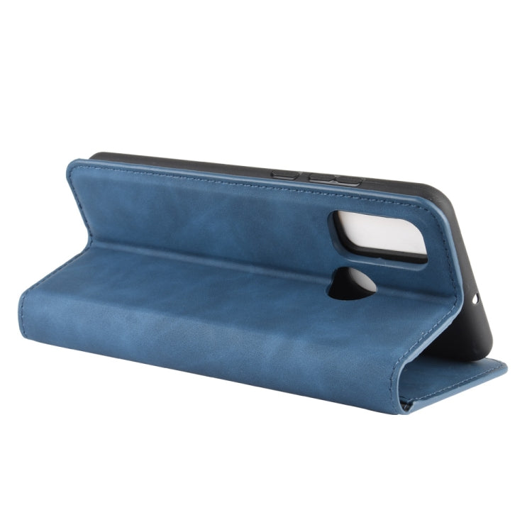 For Huawei P smart 2020 Retro-skin Business Magnetic Suction Leather Case with Holder & Card Slots & Wallet