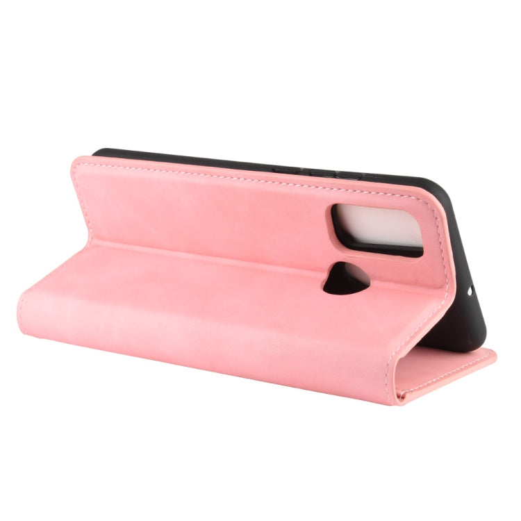 For Huawei P smart 2020 Retro-skin Business Magnetic Suction Leather Case with Holder & Card Slots & Wallet