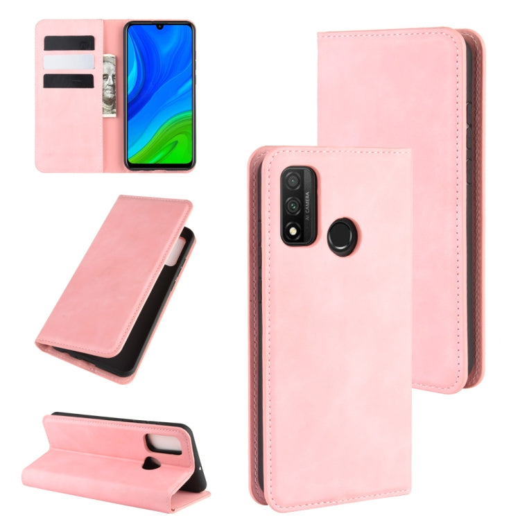For Huawei P smart 2020 Retro-skin Business Magnetic Suction Leather Case with Holder & Card Slots & Wallet