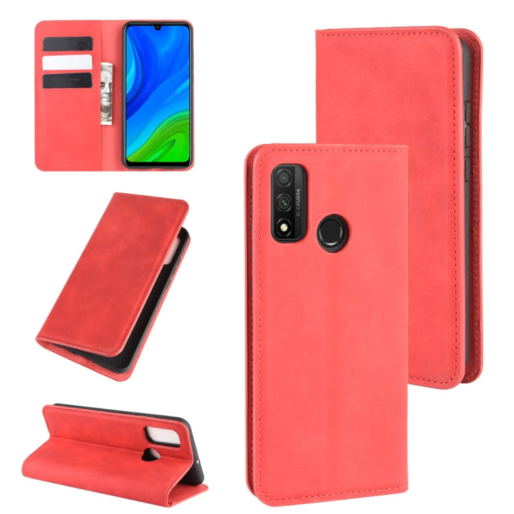 For Huawei P smart 2020 Retro-skin Business Magnetic Suction Leather Case with Holder & Card Slots & Wallet