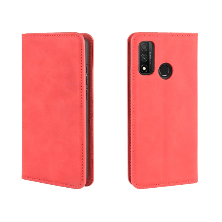 For Huawei P smart 2020 Retro-skin Business Magnetic Suction Leather Case with Holder & Card Slots & Wallet