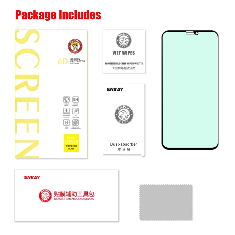 For iPhone 11 / XR ENKAY Hat-Prince 0.26mm 9H 6D Curved Full Screen Eye Protection Green Film Tempered Glass Protector