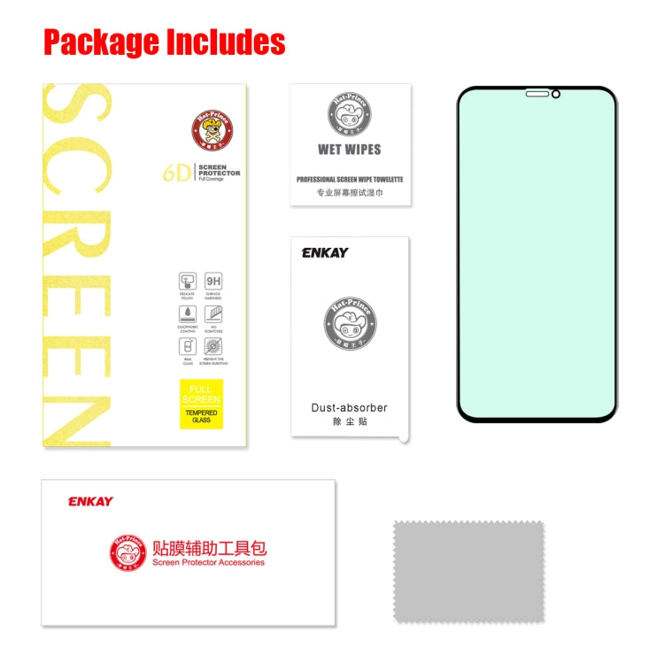 For iPhone 11 Pro Max / XS Max ENKAY Hat-Prince 0.26mm 9H 6D Curved Full Screen Eye Protection Green Film Tempered Glass Protector