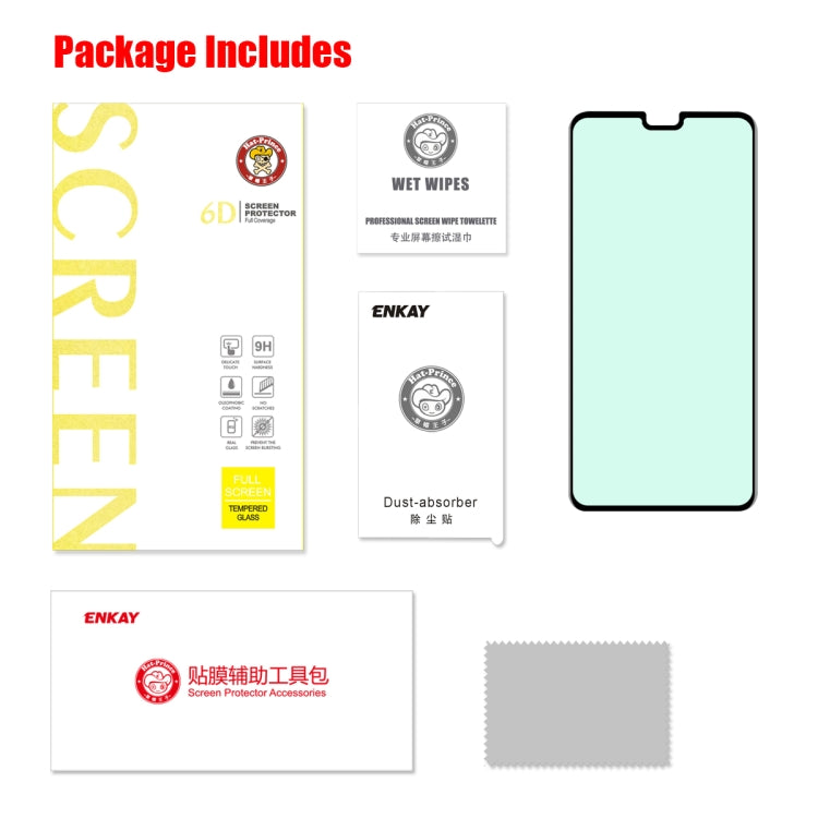 For Huawei Mate 30 ENKAY Hat-Prince 0.26mm 9H 6D Curved Full Screen Eye Protection Green Film Tempered Glass Protector