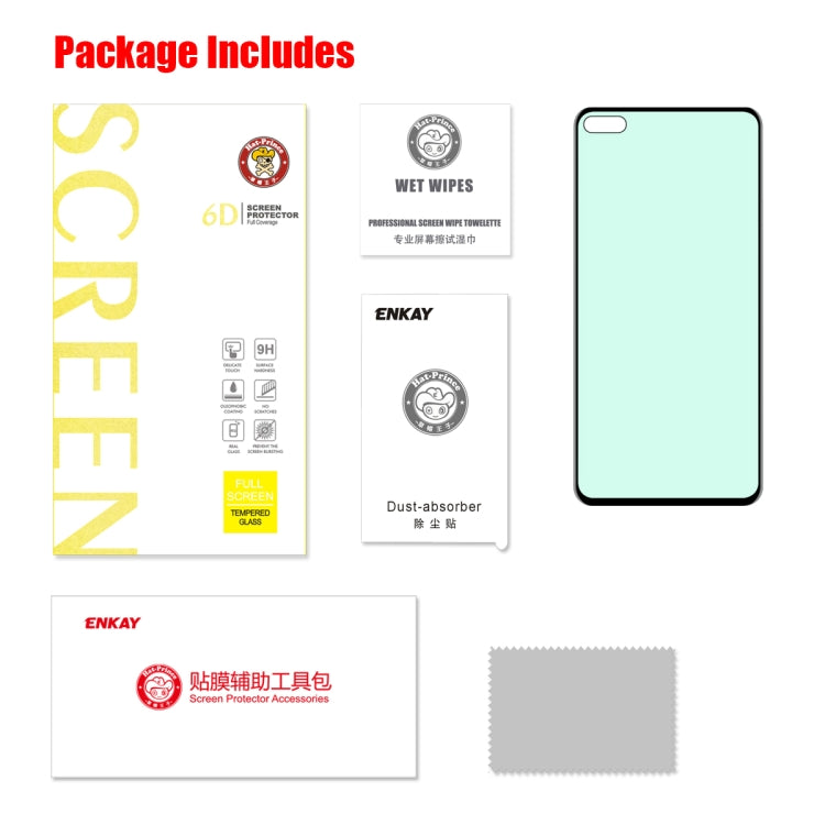 For Huawei P40 ENKAY Hat-Prince 0.26mm 9H 6D Curved Full Screen Eye Protection Green Film Tempered Glass Protector