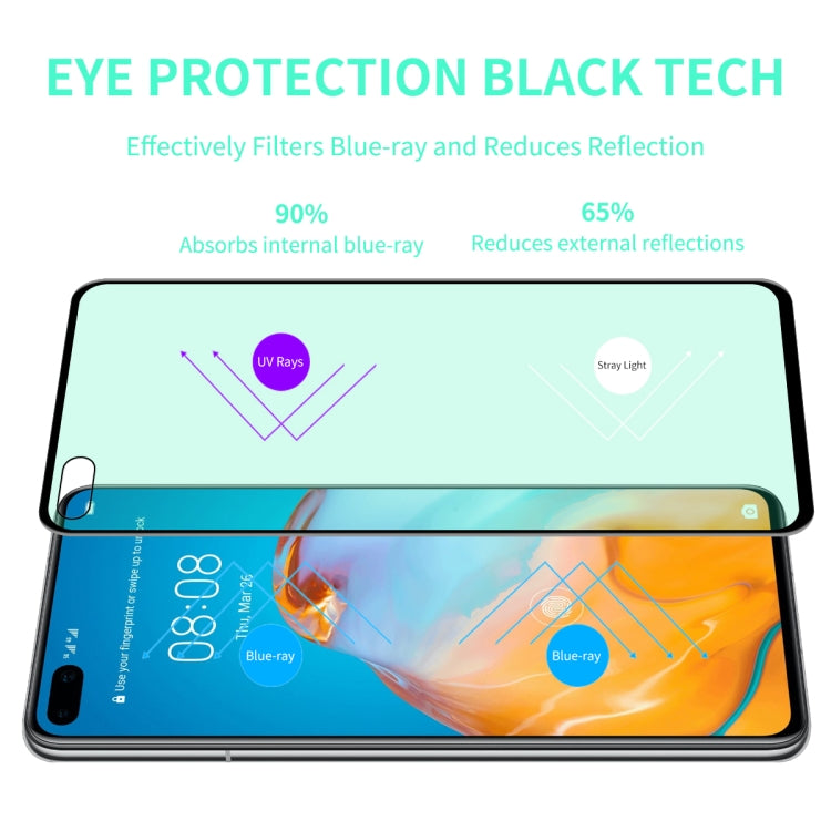 For Huawei P40 ENKAY Hat-Prince 0.26mm 9H 6D Curved Full Screen Eye Protection Green Film Tempered Glass Protector