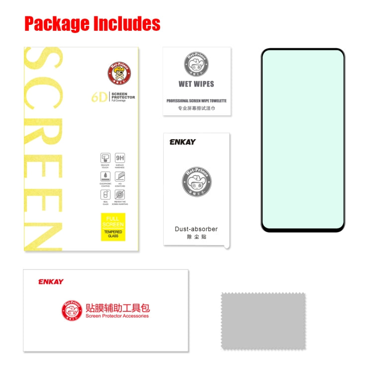 For Xiaomi Redmi K30 Pro/Note 9 Pro ENKAY Hat-Prince 0.26mm 9H 6D Curved Full Screen Eye Protection Green Film Tempered Glass Protector