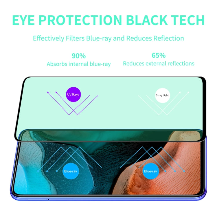 For Xiaomi Redmi K30 Pro/Note 9 Pro ENKAY Hat-Prince 0.26mm 9H 6D Curved Full Screen Eye Protection Green Film Tempered Glass Protector